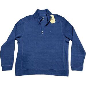 NWT Tommy Bahama Men's Half Zip Pullover Sweater Dockside Blue XXL